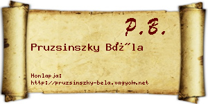 Pruzsinszky Béla névjegykártya