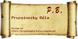 Pruzsinszky Béla névjegykártya